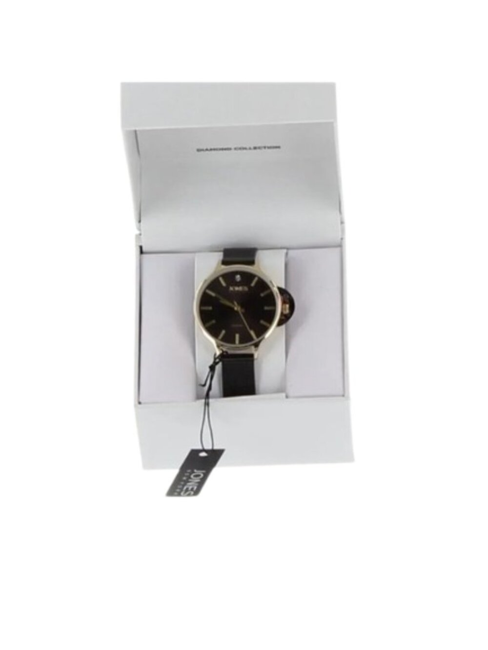 NWT Jones New York Diamond Collection Watch Black Gold Mesh Strap Boxed